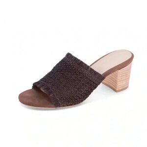 Chocolat Blu Beeks Brown Raffia Heeled Slide